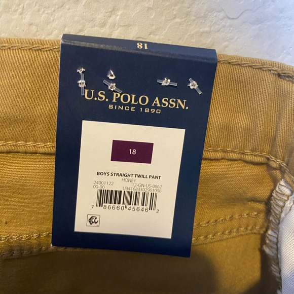 NWT US Polo Assn Boys Straight Twill Jeans Honey Size 18 Preppy Uniform Gorpcore - Picture 9 of 13